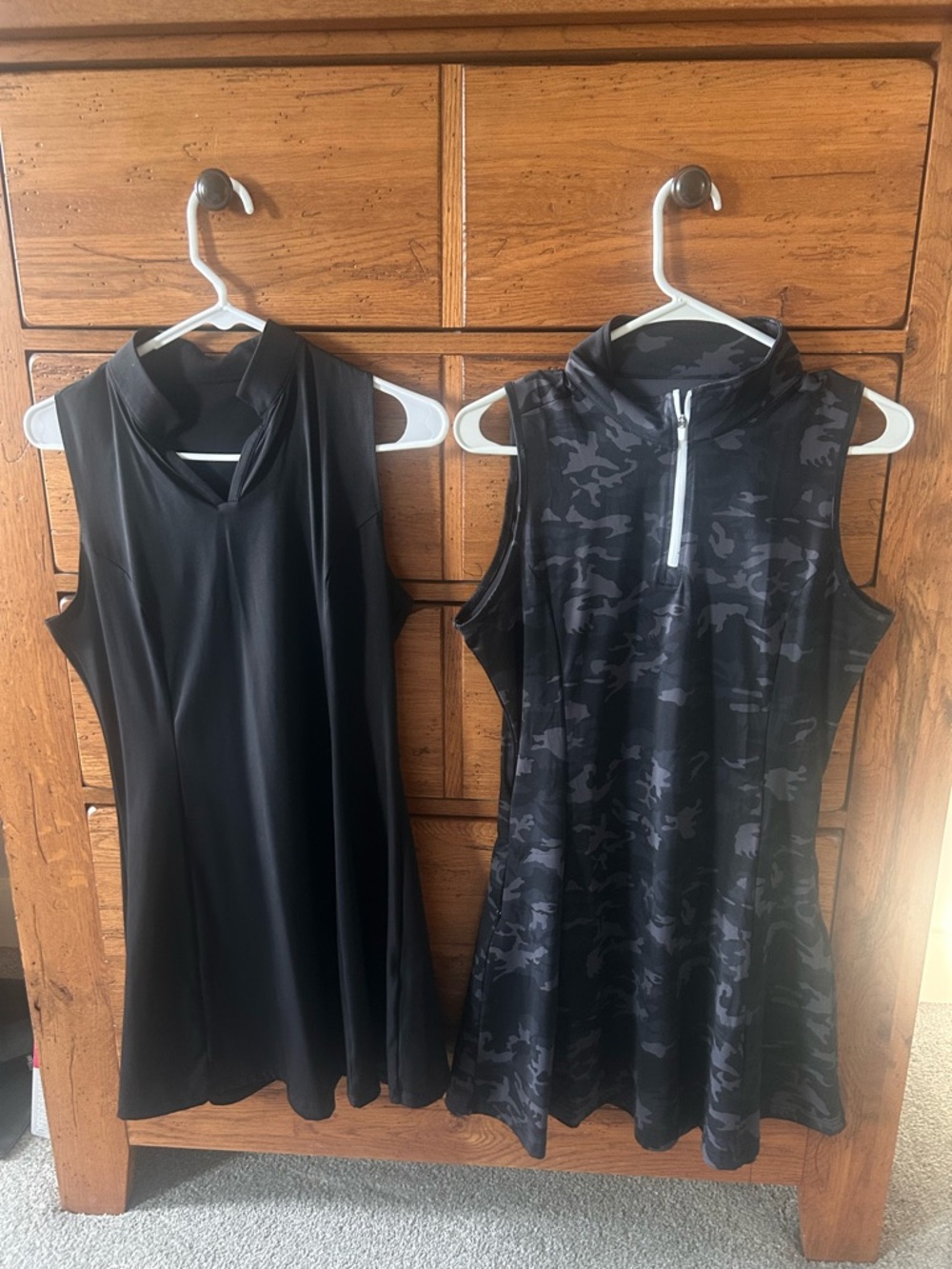 Sleeveless Athletic Dress Duo in Black & Charcoal Camo